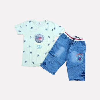 Baby Graphic Tee & Denim Shorts Set